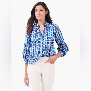 Nic + Zoe Brushstroke Blues Top, Medium